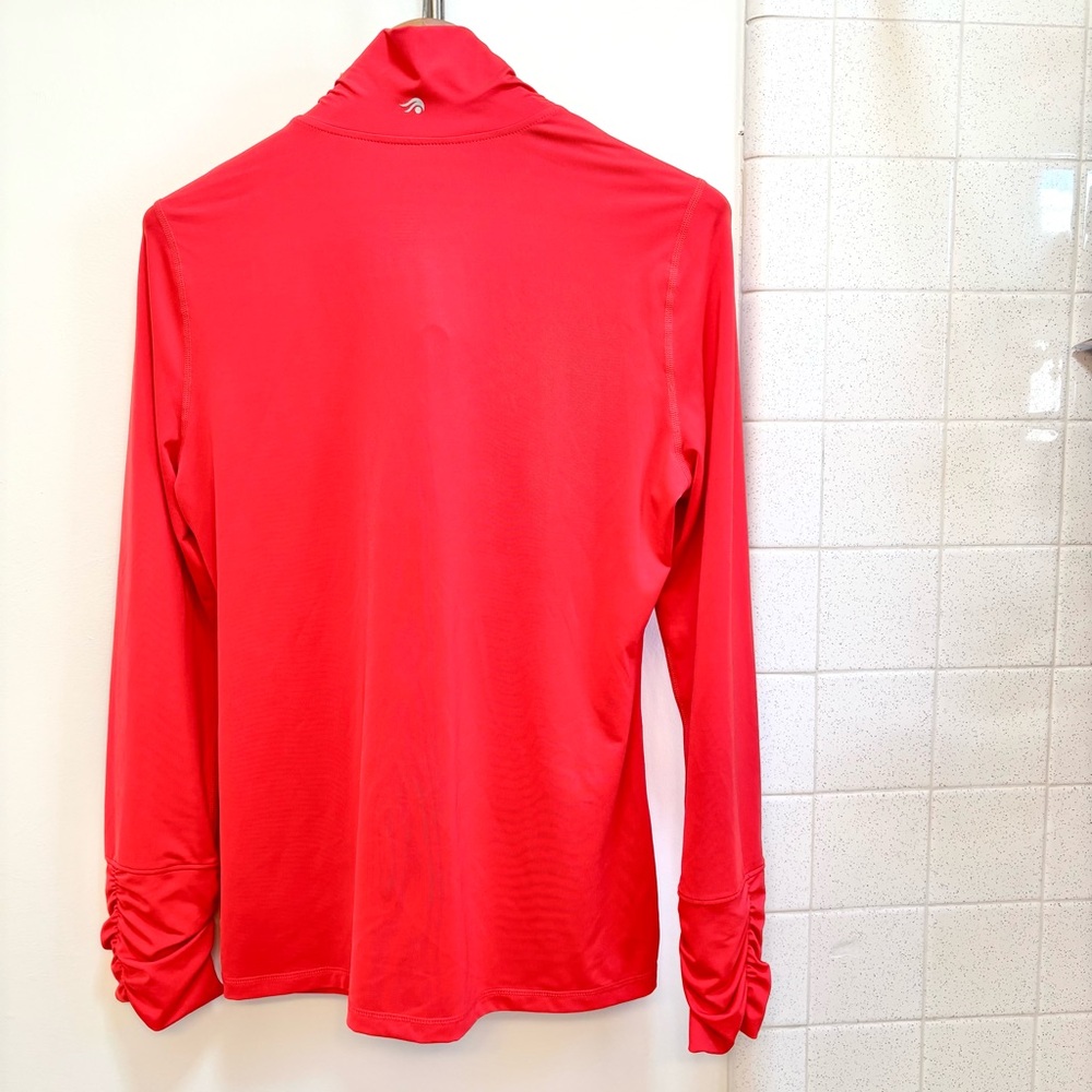 Ideology Red Mock Turtleneck Long Sleeve Ruching Stretch Thumbhole Size Large - Picture 6 of 6